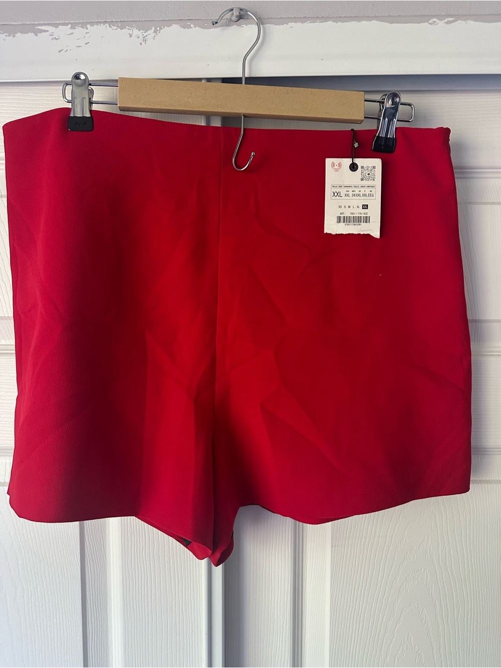 Zara Bright Red High-Waist Tailored Shorts
